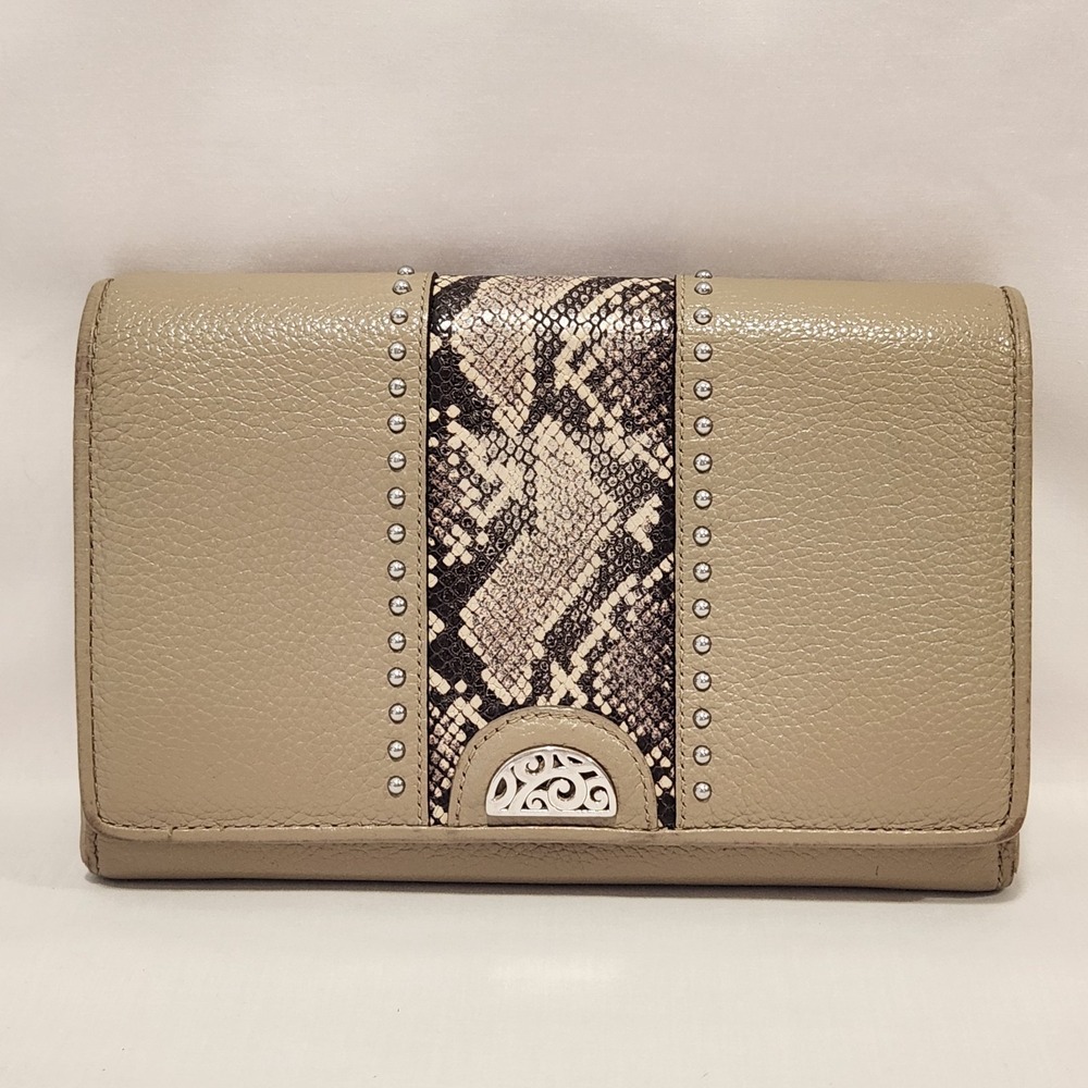 Brighton Pretty Tough Stone / Taupe Small Leather Organizer **NO STRAP**